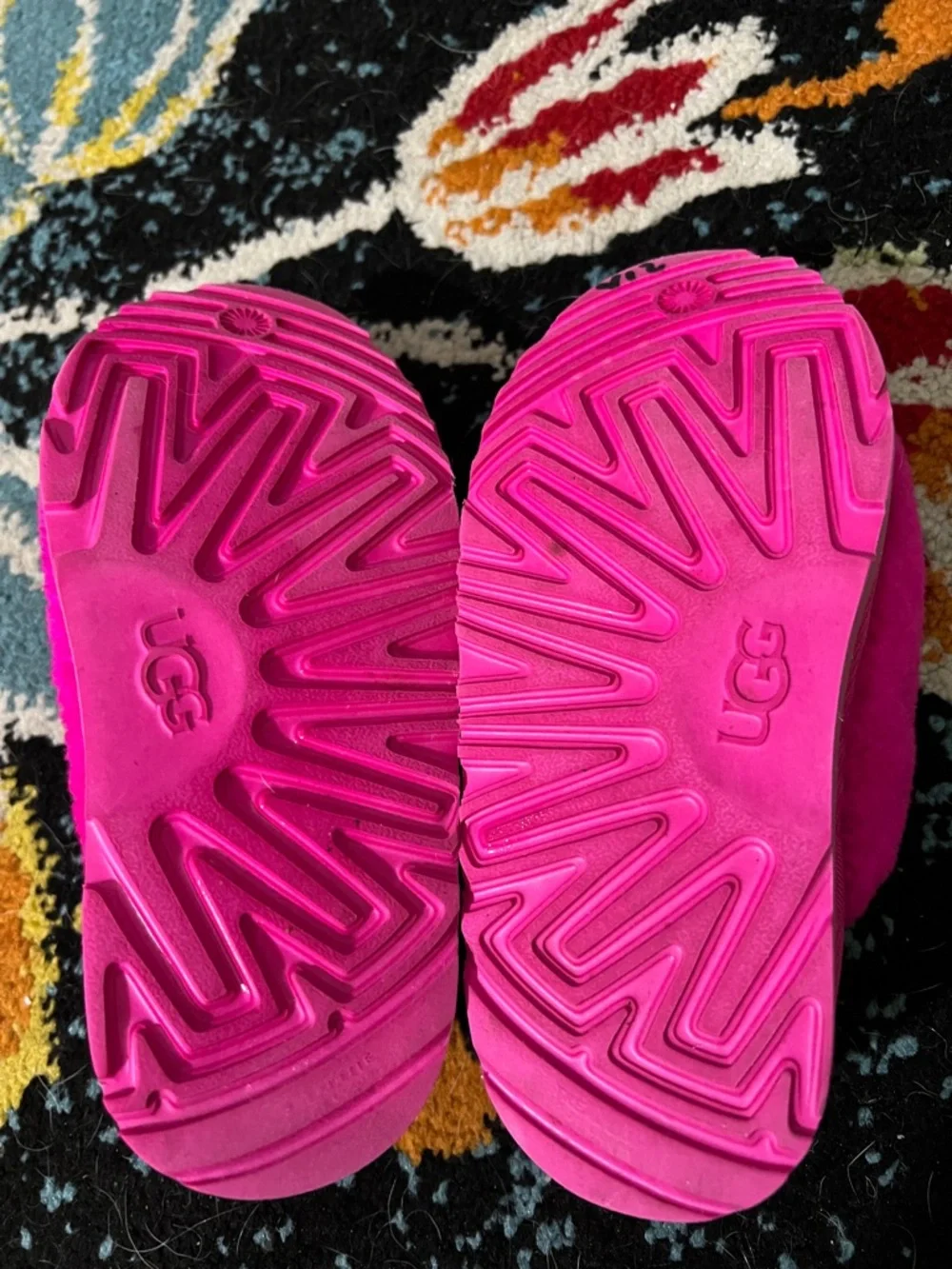 Pink fuzzy Ugg kids slip on